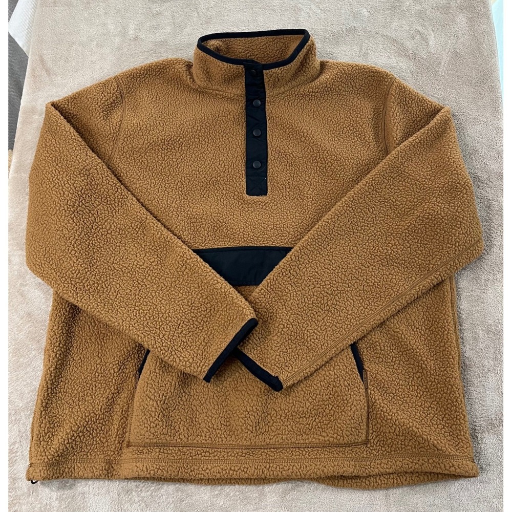 Carhartt Relaxed Fit Fleece Snap Front Pullover Men Size XL Tall Brown EUC